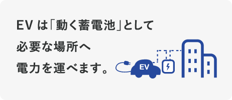 EVは「動く蓄電池」として必要な場所へ電力を運べます